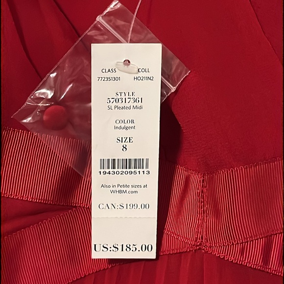 NWT White House Black Market RED PLEATED SLEEVELESS DRESS Cocktail Wedding 8 - Picture 9 of 10